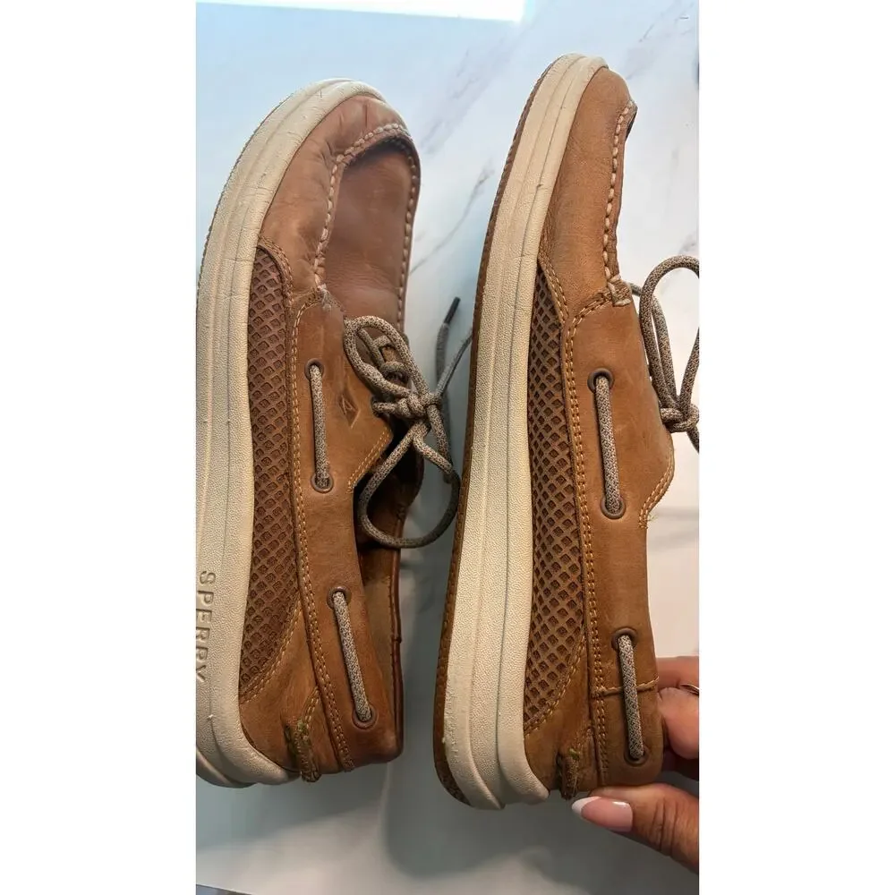 Sperry Top-Sider Mens 10 M Brown Leather Boat Shoes Deck Loafers Lace Up